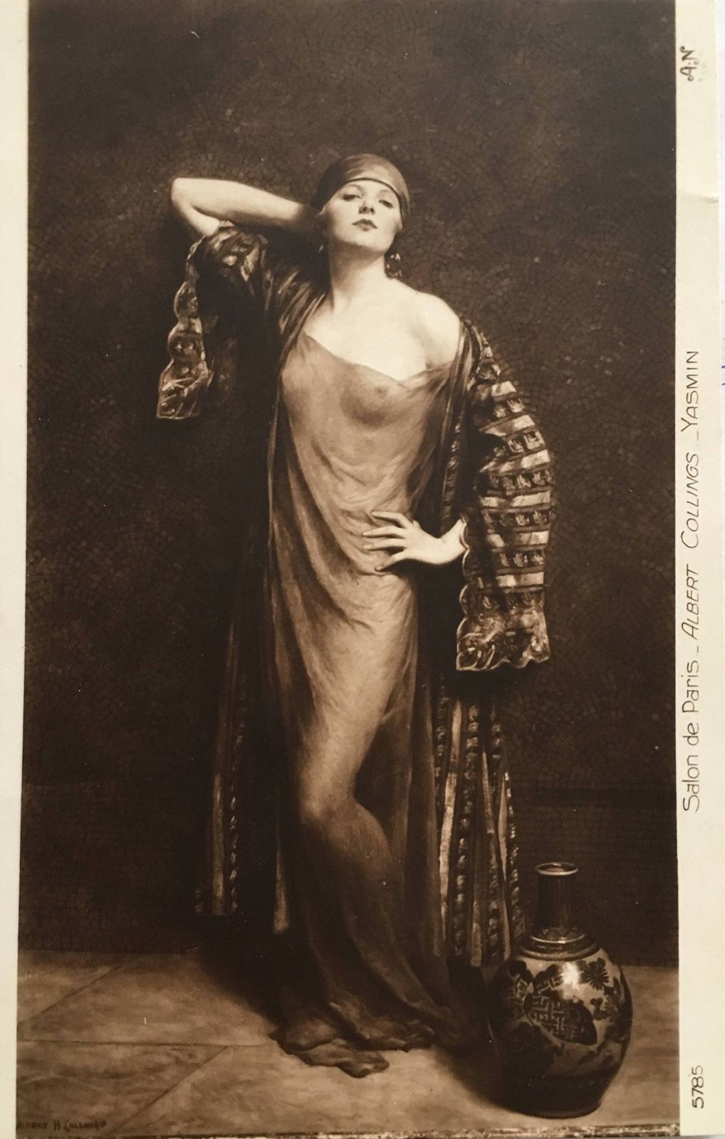 Albert Henry Collings (1868 1947) Oil On Canvas 'Yasmin In Gypsy Headscarf' Modern British School Circa 1920's Salon De Paris photo vintage