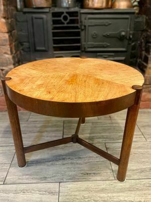 1950's Round Three Legged Drum Table In The Style Of Wormley For Dunbar photo 1400.0