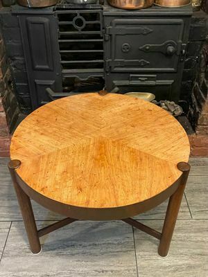 1950's Round Three Legged Drum Table In The Style Of Wormley For Dunbar photo vinterior