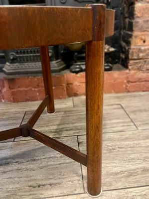 1950's Round Three Legged Drum Table In The Style Of Wormley For Dunbar photo vintage