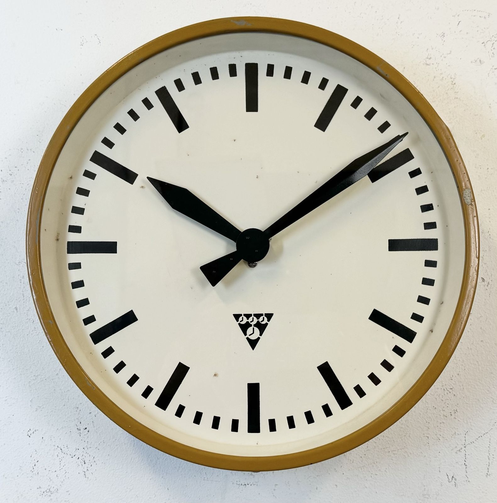 Beige Industrial Factory Wall Clock From Pragotron, 1960s photo buy