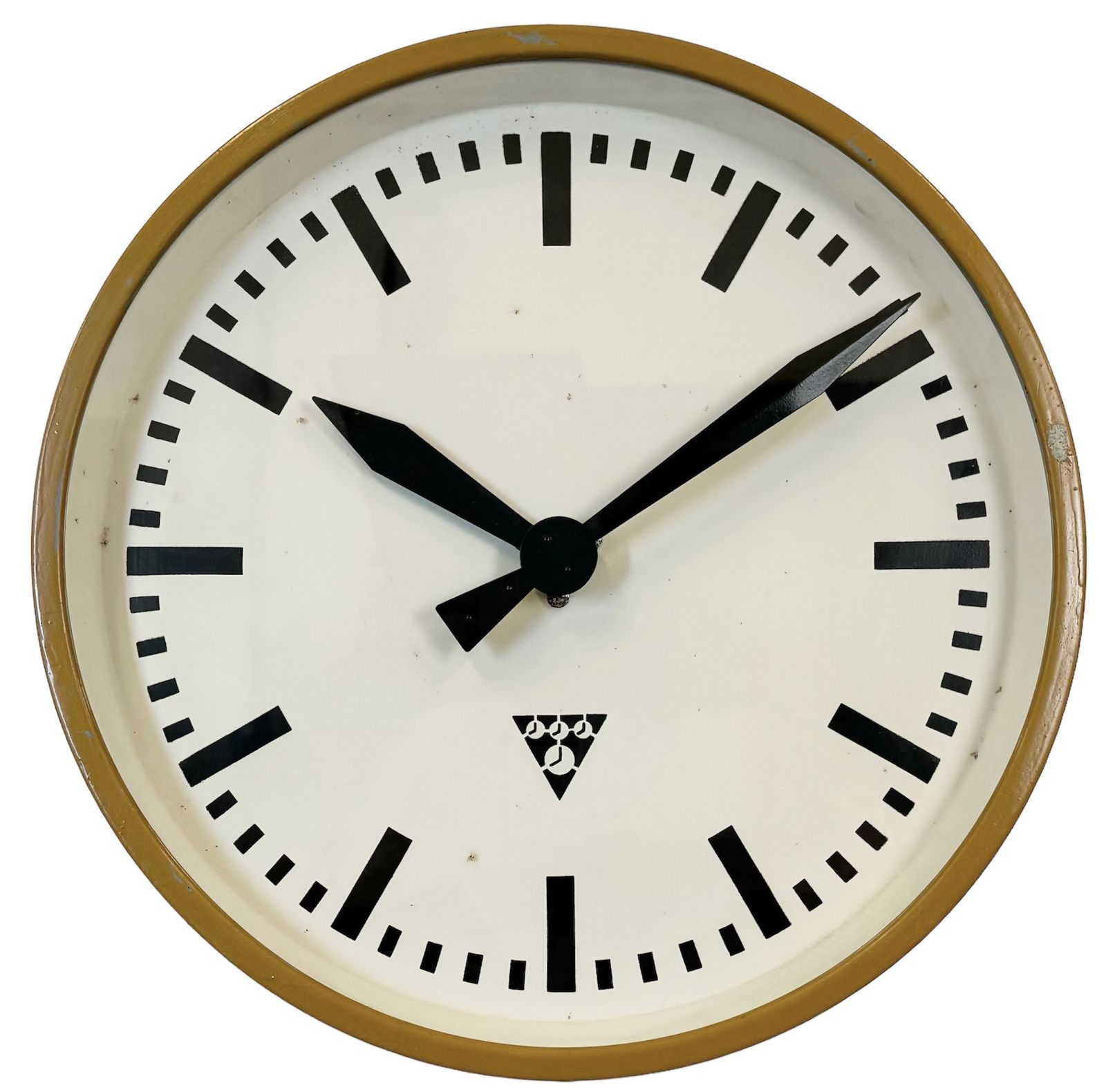 Beige Industrial Factory Wall Clock From Pragotron, 1960s