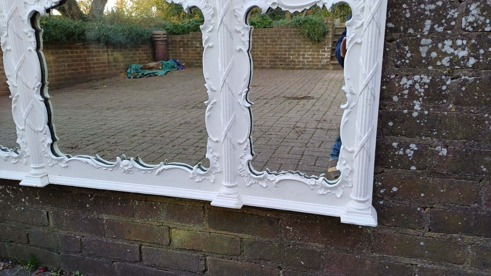 Huge Ornate Painted Victorian Over Mantel Mantle Mirror. photo vinterior