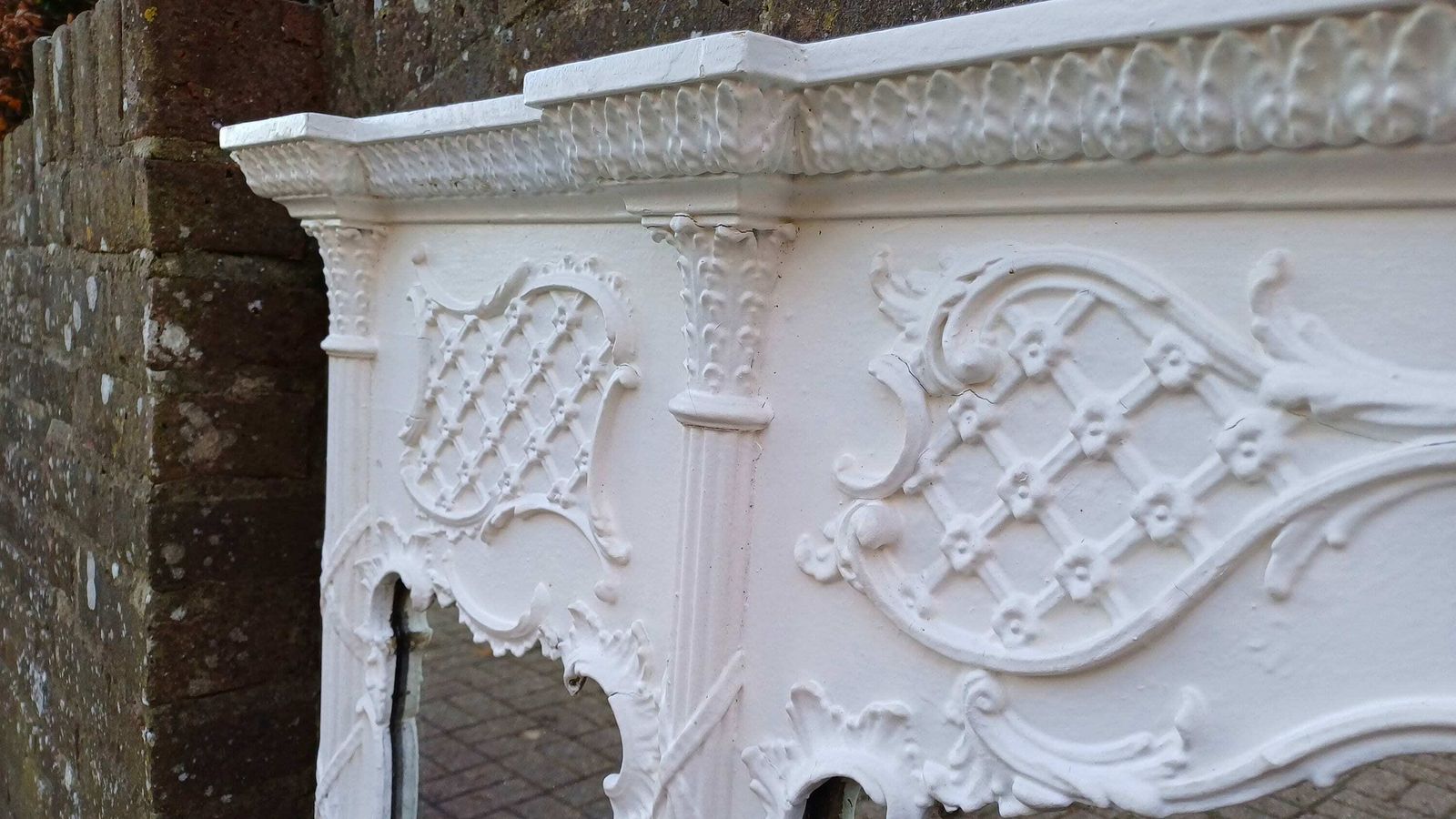 photo furniture Huge Ornate Painted Victorian Over Mantel Mantle Mirror.