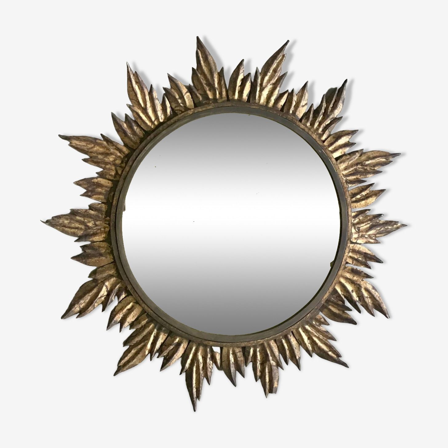 Sun Mirror Decorated With Golden Leaves, Circa 1950.