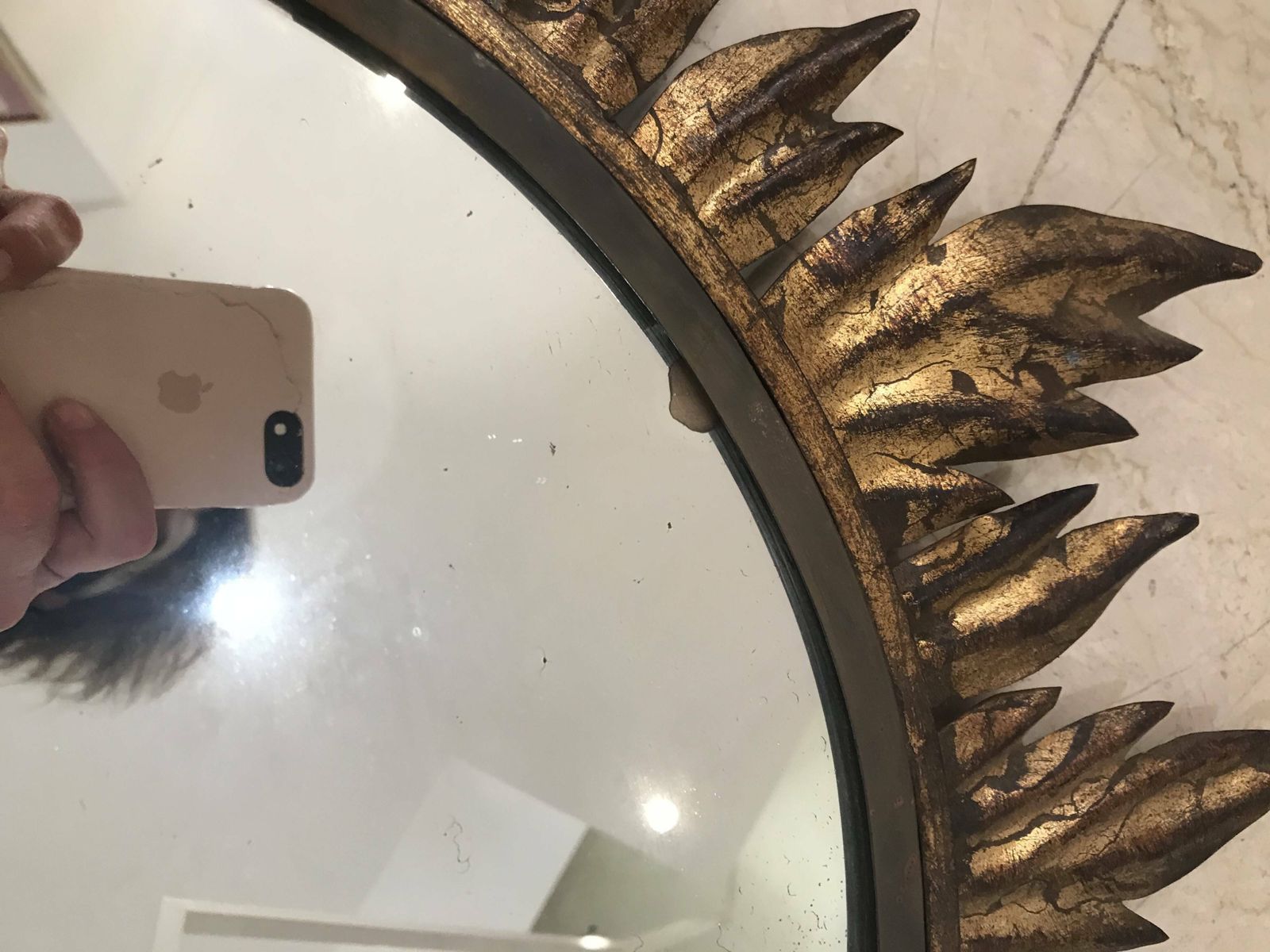 Sun Mirror Decorated With Golden Leaves, Circa 1950. photo 415.0