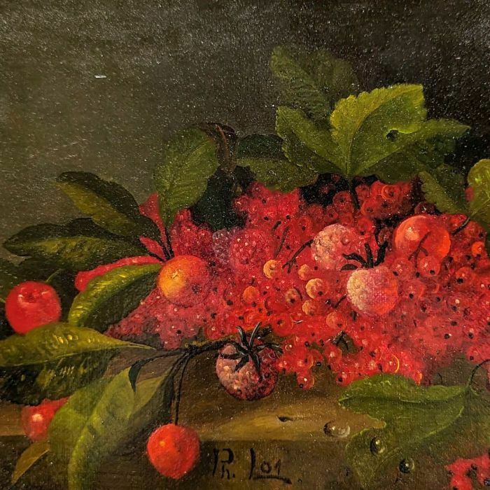 Still Life With Strawberries And Currants French School Philippe Lazare 20th Century photo furniture