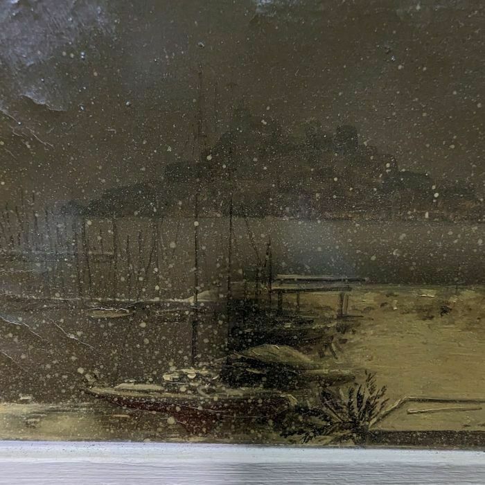 Snowy Lake Landscape French School Philippe Lazare 20th Century photo for sale