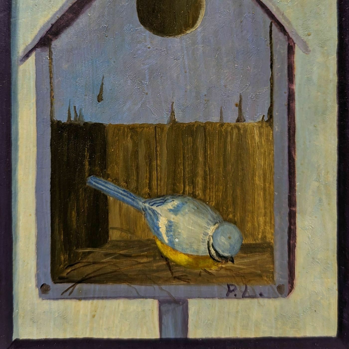 Blue Tit Animal Painting French School Philippe Lazare 20th Century photo furniture