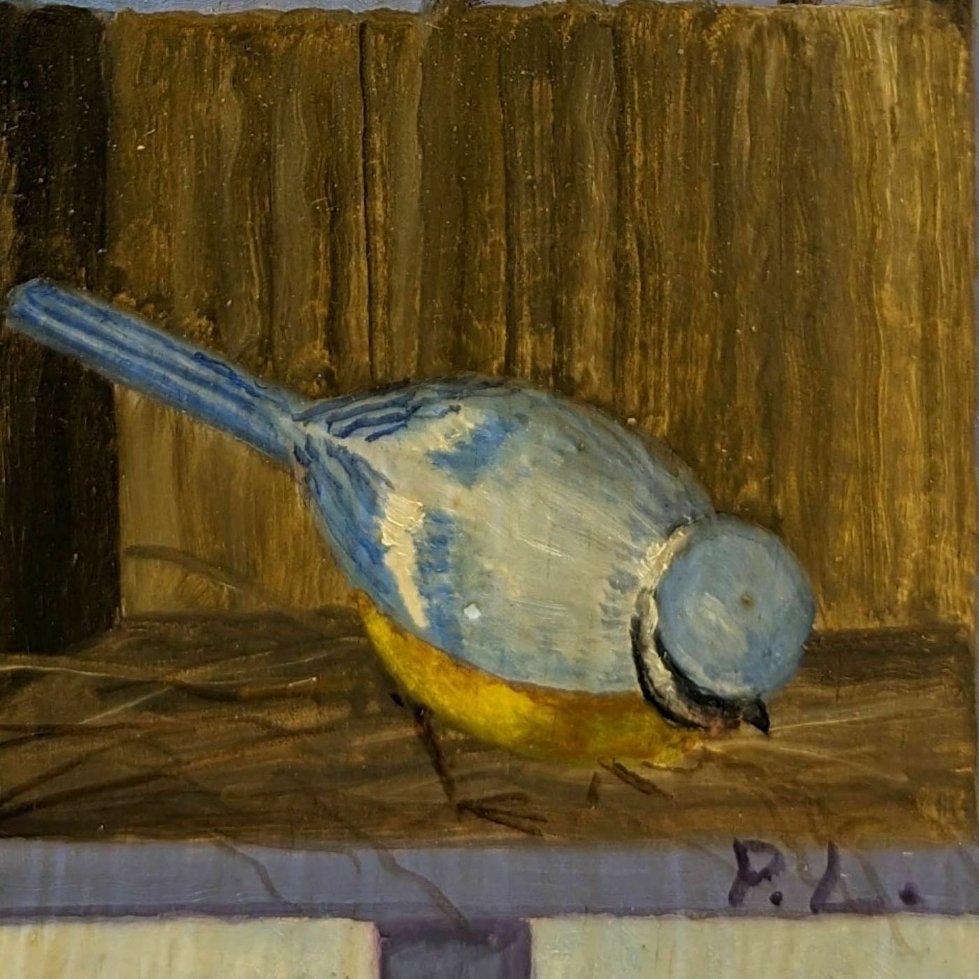 Blue Tit Animal Painting French School Philippe Lazare 20th Century photo Art