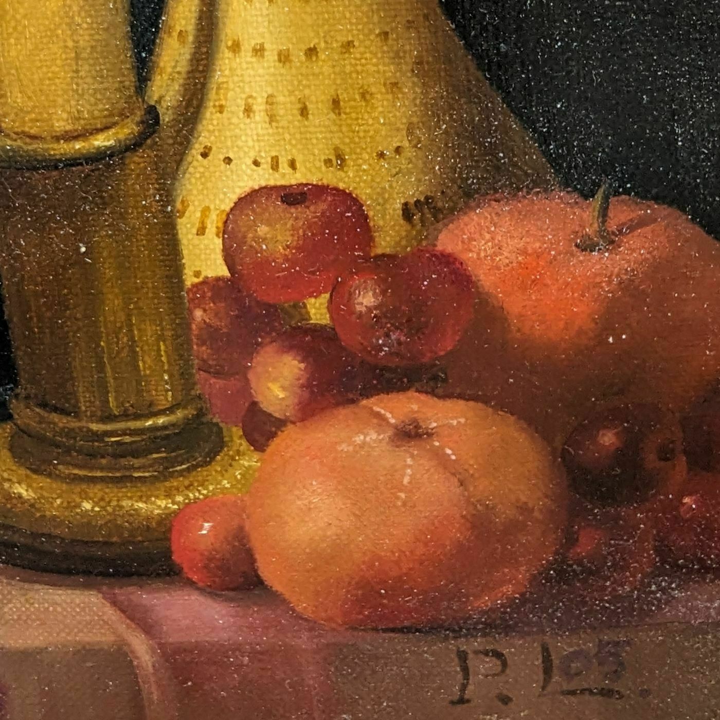 Still Life With Candles And Peaches French School Philippe Lazare 20th Century photo vinterior