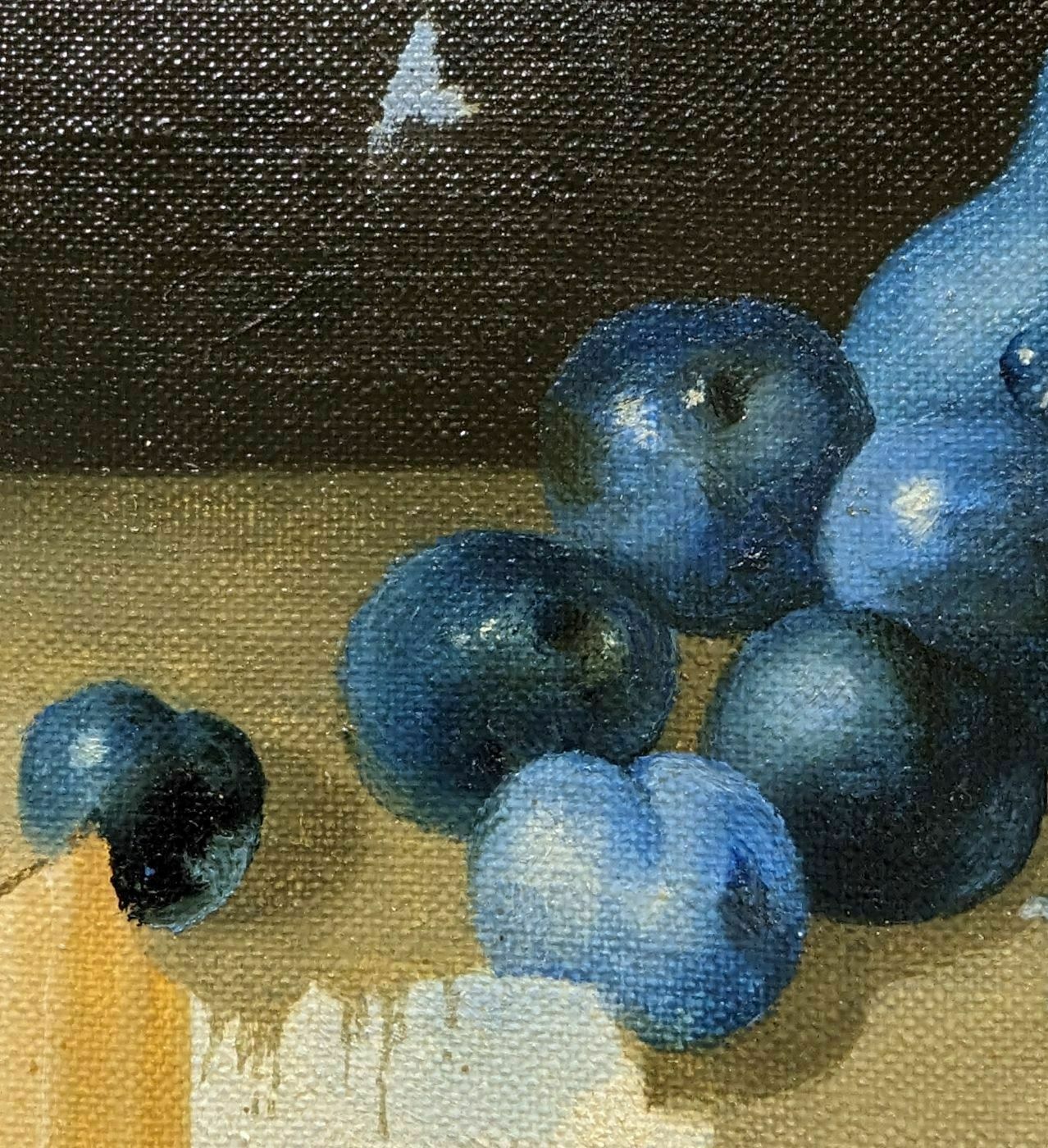 Still Life With Plums And Blue Pears French School Philippe Lazare 20th Century photo furniture