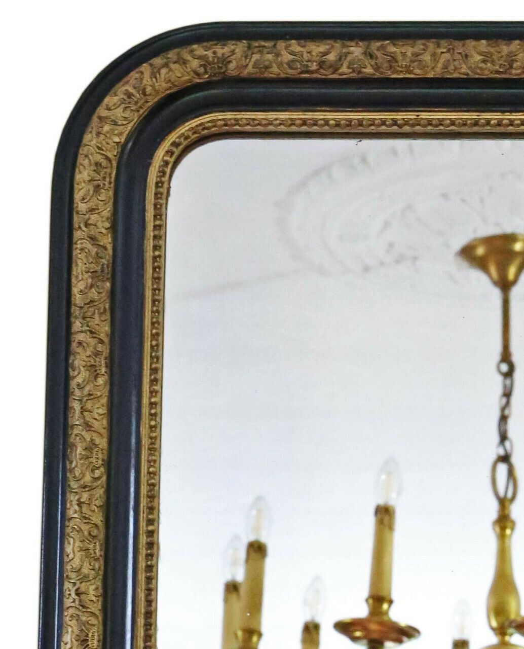 Antique Large Quality Ebonised And Gilt Overmantle Wall Mirror 19th Century photo furniture