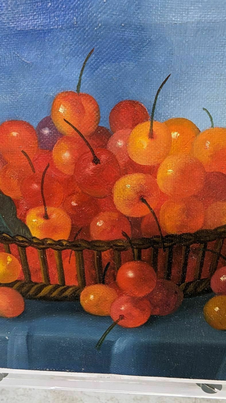 Still Life With Morello Cherries French School Philippe Lazare 20th Century photo furniture