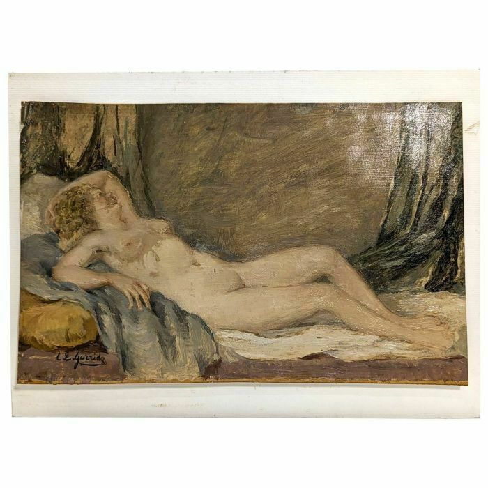 Louis Edouard Garrido Oil On Paper Nude Woman