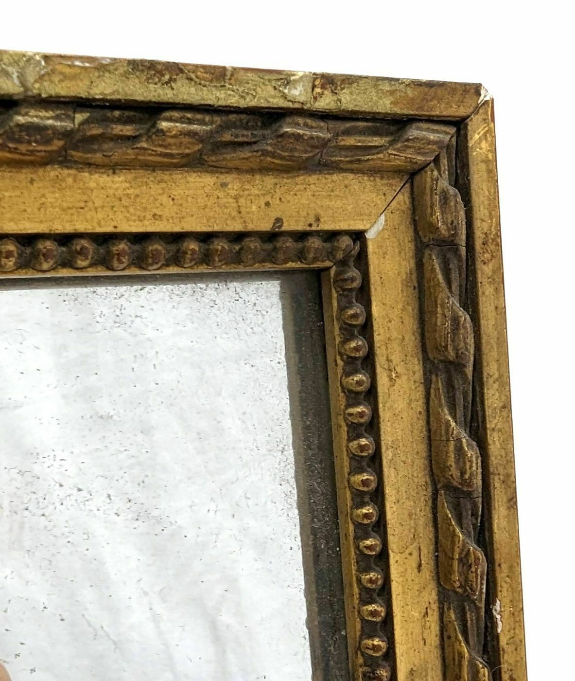 Small Louis XVI Style Mirror Beaded Gilded Wood 19th Century photo furniture