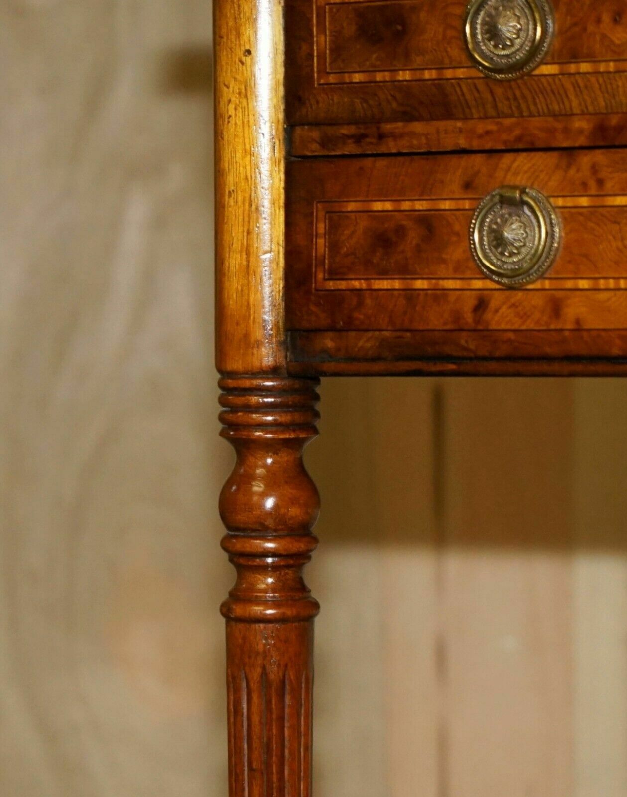 Exquisite Circa 1920 Burr Elm & Satinwood French Polished Restored Console Table photo vintage