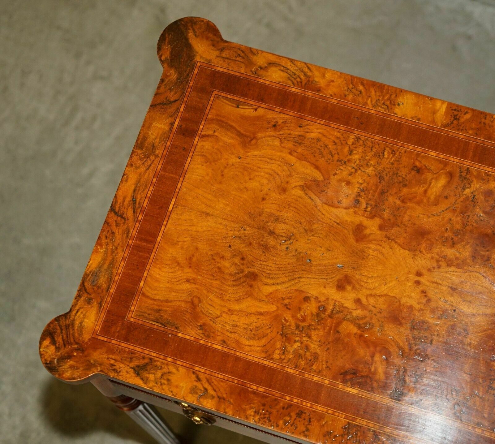 Furniture Exquisite Circa 1920 Burr Elm & Satinwood French Polished Restored Console Table photo