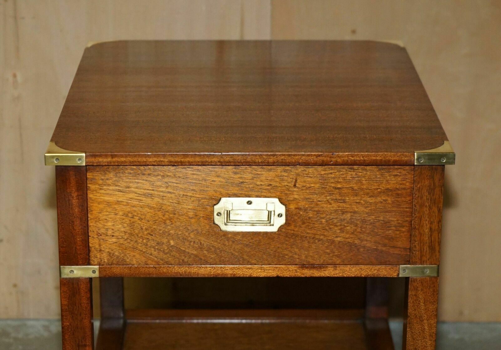 Pair Of Fully Restored Harrods London Military Campaign Single Drawer Side Table photo Furniture