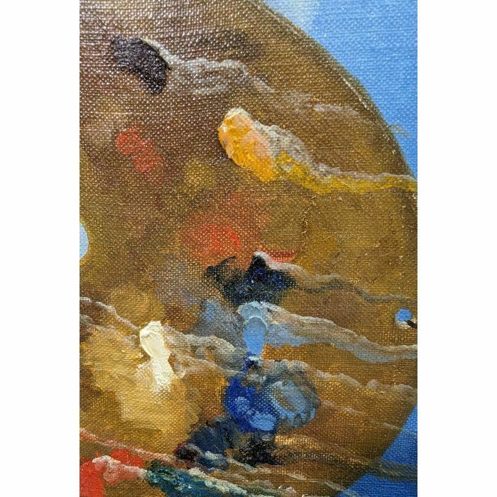 Still Life With The Palette Of The French School Painter Philippe Lazare 20th Century photo furniture