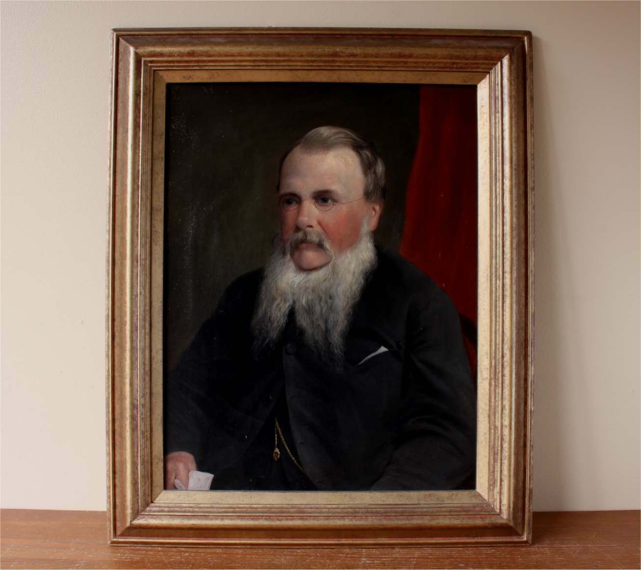 Bearded Gentleman Oil Painting. John Hackett Goddard Framed Portrait. photo 495.0