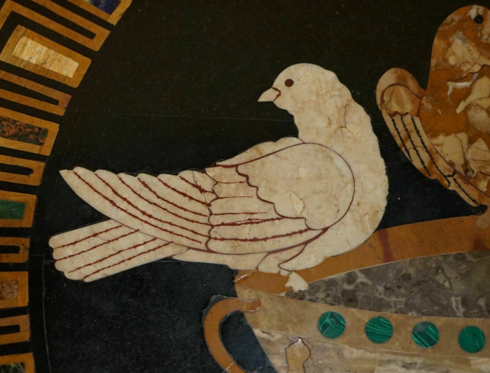 photo buy Important Antique Grand Tour Pietra Dura Birds Specimen Marble Centre Table