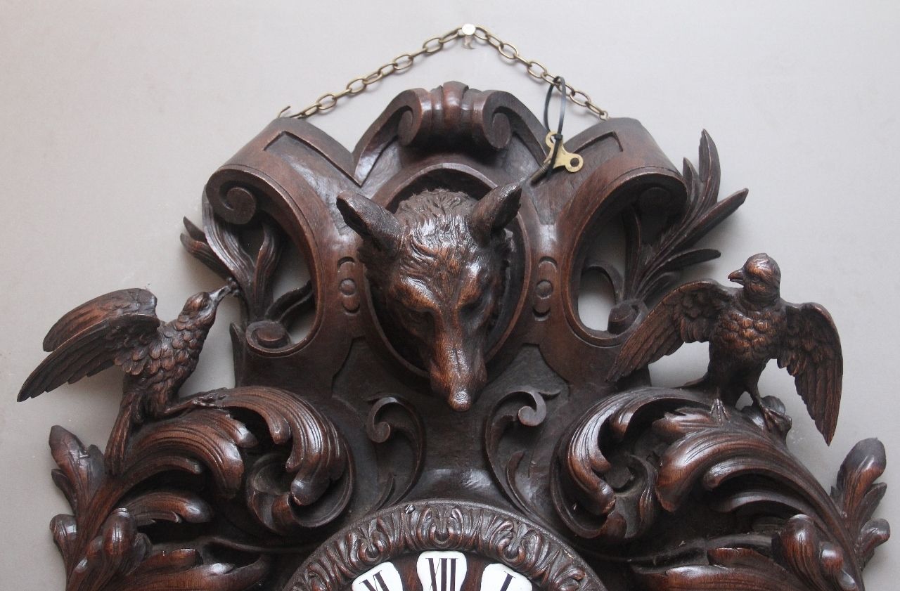 A Fabulous Quality 19th Century French Carved Oak Wall Clock photo buy