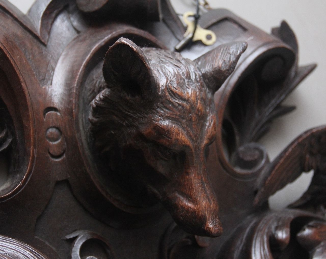 A Fabulous Quality 19th Century French Carved Oak Wall Clock photo vintage