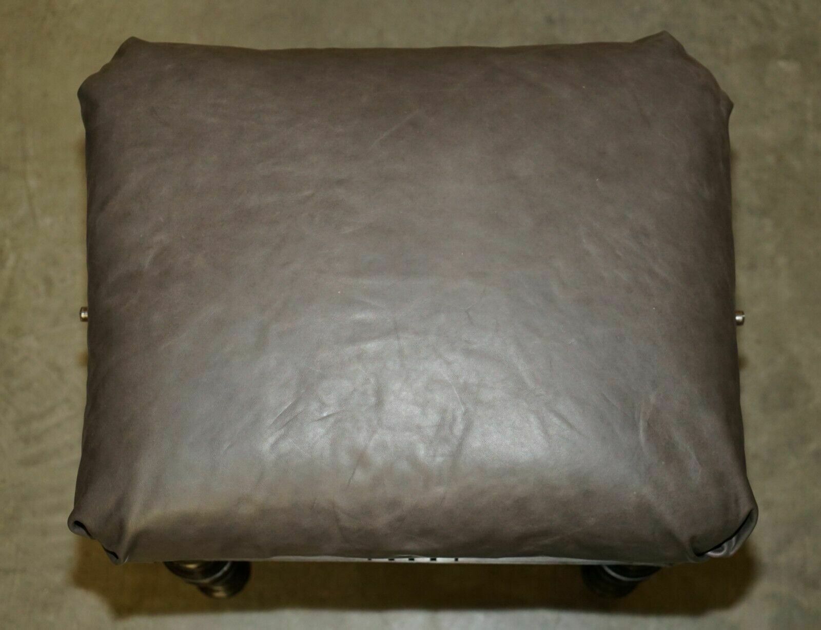 Antique Original Brooks Ltd Victorian Mahogany Campaign Grey Leather Piano Stool photo buy
