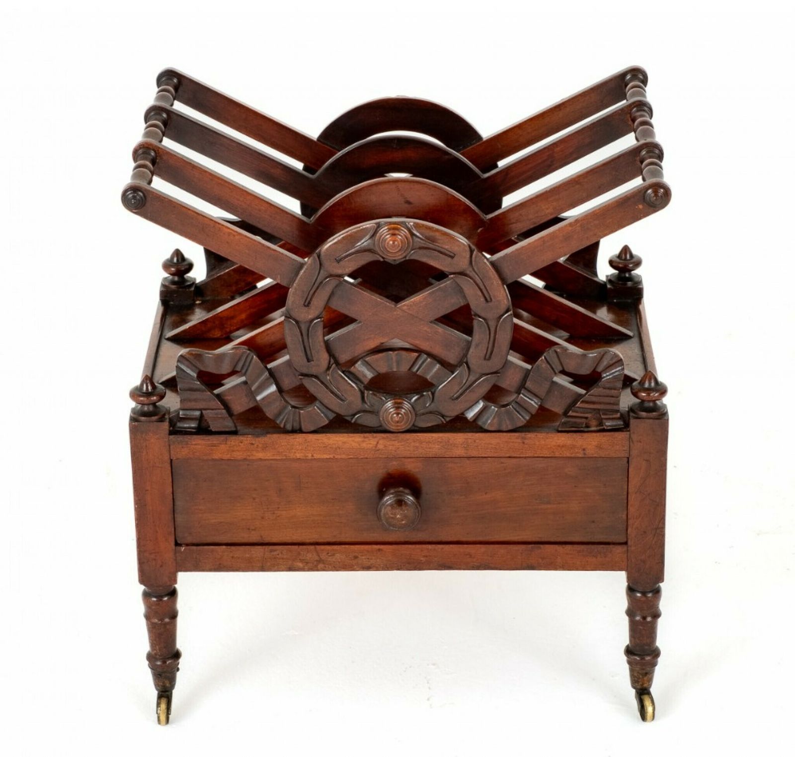 Regency Canterbury Mahogany Side Stand Antique Magazine Rack photo furniture