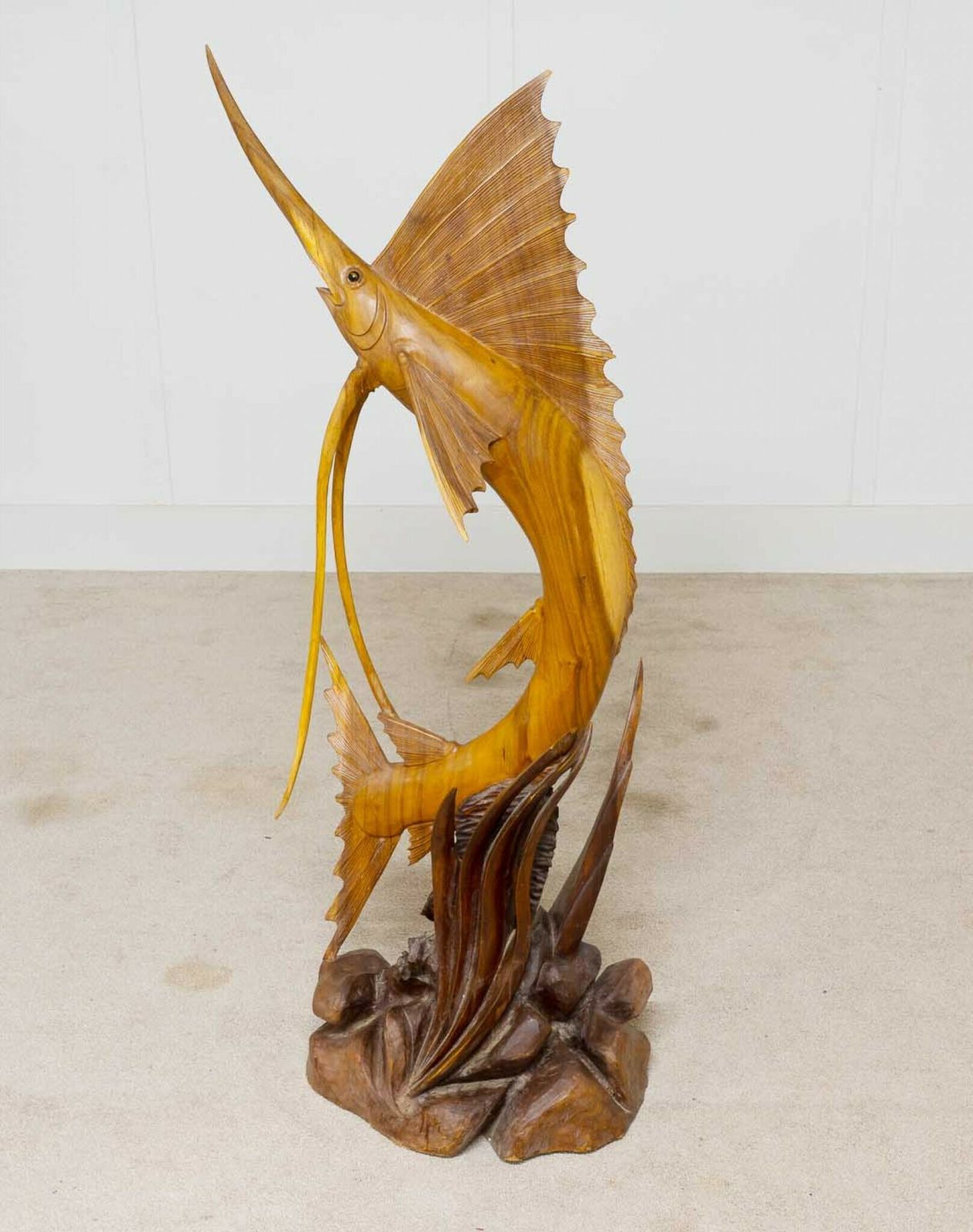 Large French Hand Carved Marlin Fish Sculpture Statue photo Art