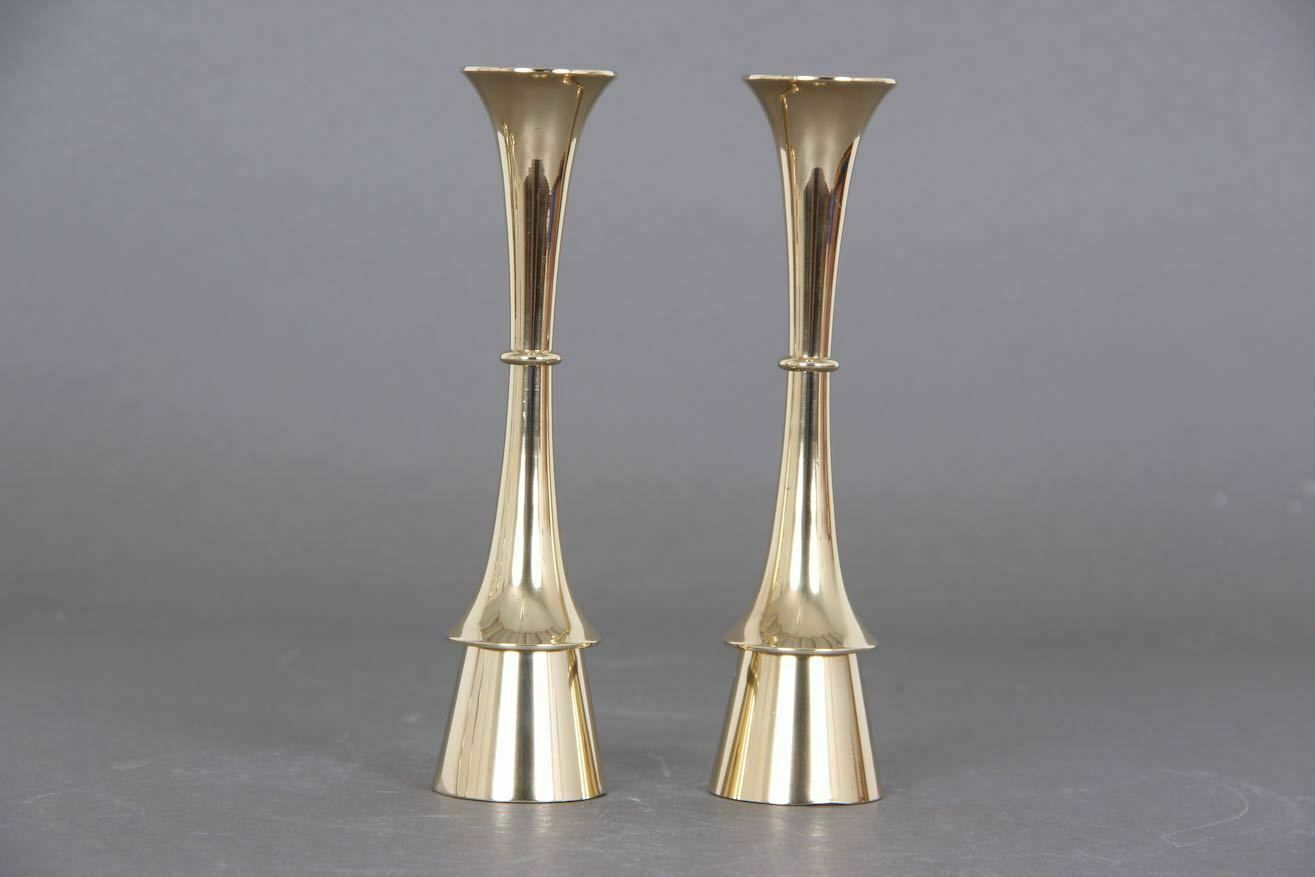 Set Of Danish Candle Holders In Solid Brass. Design By Jens H. Quistgaard In The 1960s. photo for sale