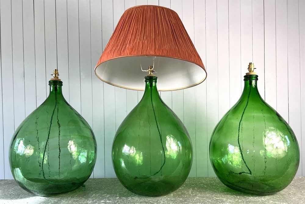 52 Litre Italian Bottle Lamps, Early 20th Century photo vintage