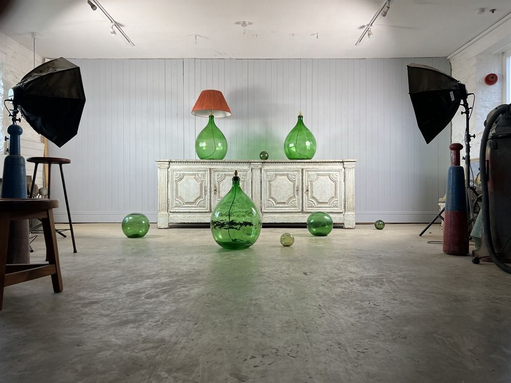 photo furniture 52 Litre Italian Bottle Lamps, Early 20th Century