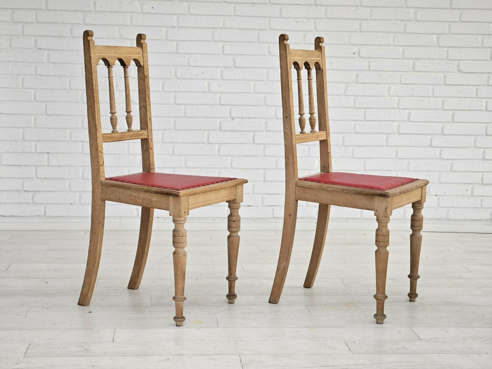 photo for sale 1950s, Set 2 Pcs Of Danish Dinning Chairs, Original Good Condition, Oak Wood.