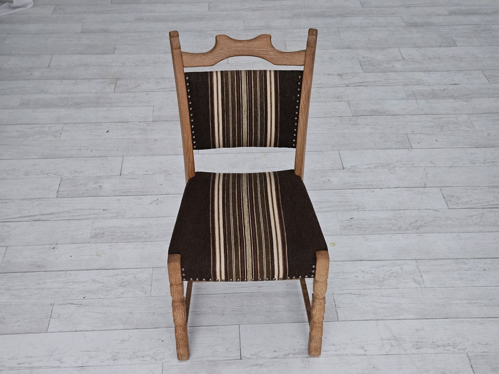 1970s, Set 6 Pcs Of Danish Dinning Chairs, Original Very Good Condition, Oak Wood. photo vinterior