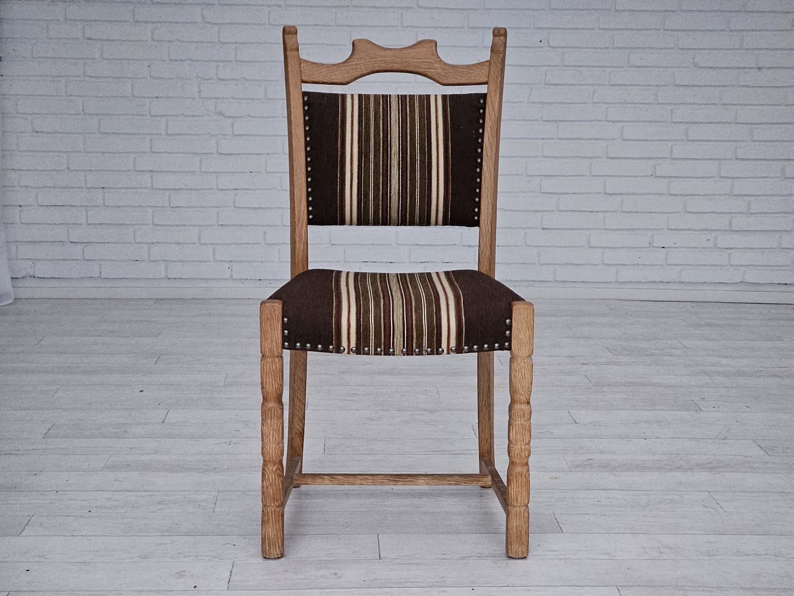 Furniture 1970s, Set 6 Pcs Of Danish Dinning Chairs, Original Very Good Condition, Oak Wood. photo