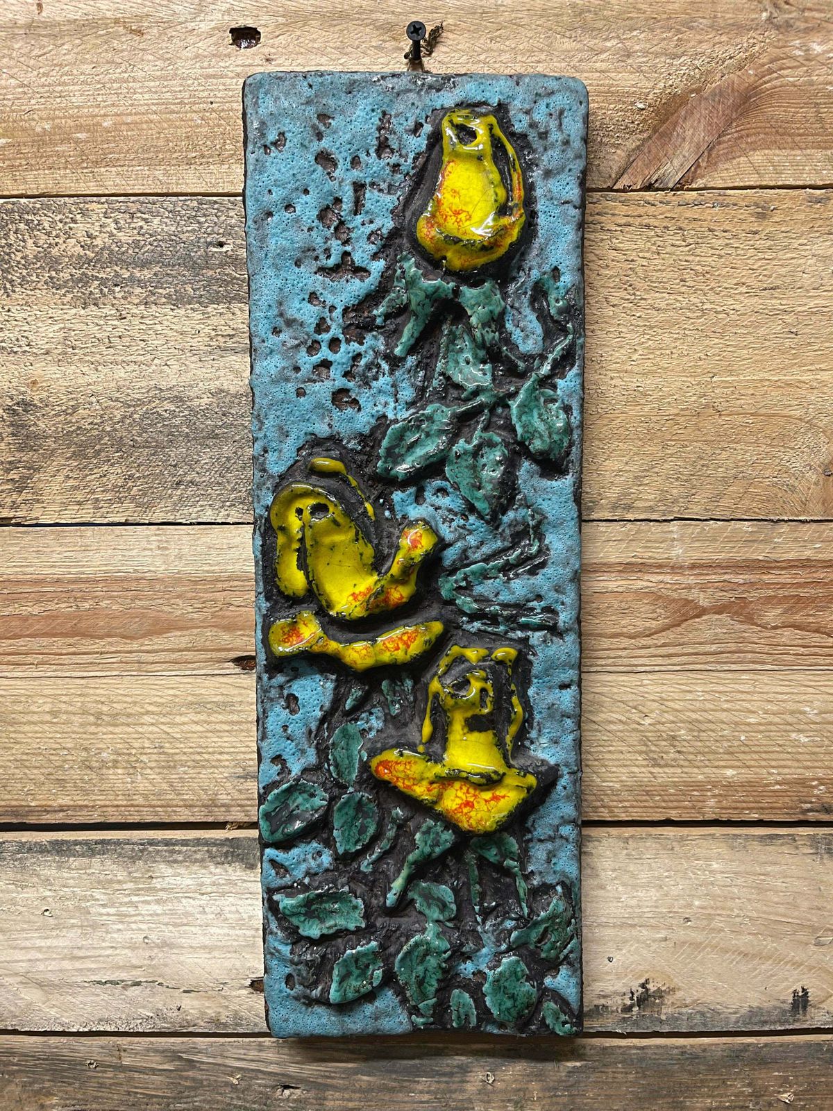 1960s West German Pottery Fat Lava Wall Tile By Ruscha Art photo furniture