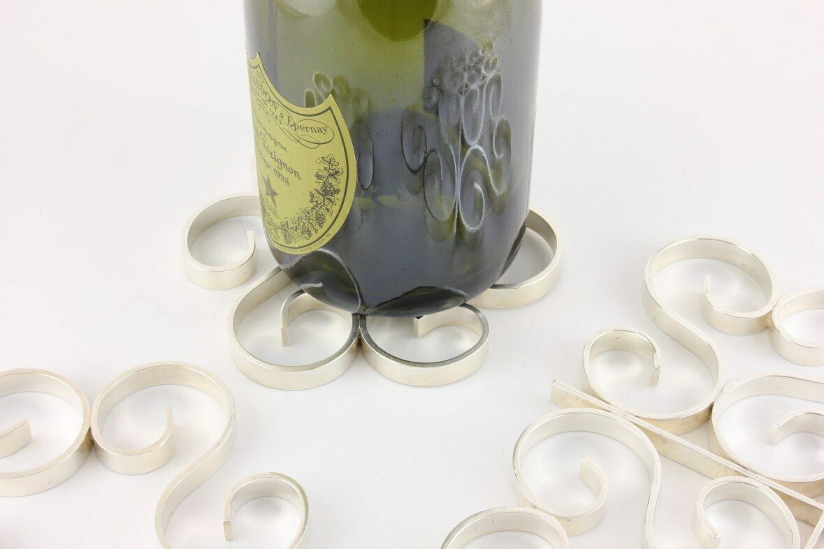 photo for sale Set Of 3 Silver Plate Gallia Bottle Coaster Trivets By Christofle France.