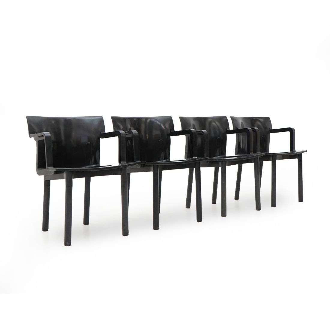 4 Black “4870” Chairs By Anna Castelli For Kartell, 1980s photo for sale