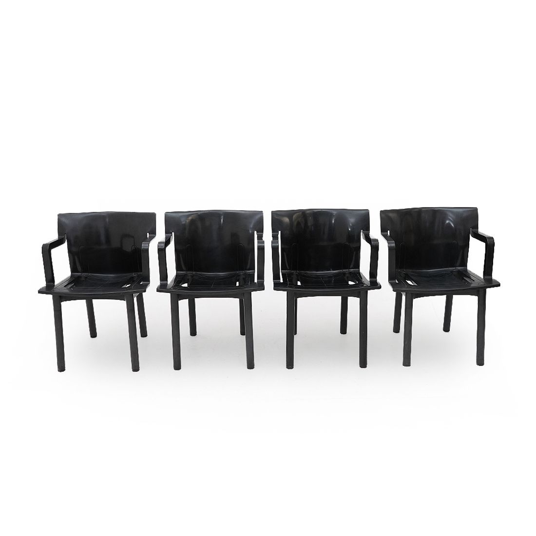 4 Black “4870” Chairs By Anna Castelli For Kartell, 1980s photo Furniture