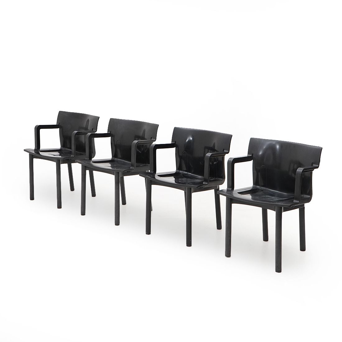 4 Black “4870” Chairs By Anna Castelli For Kartell, 1980s photo furniture