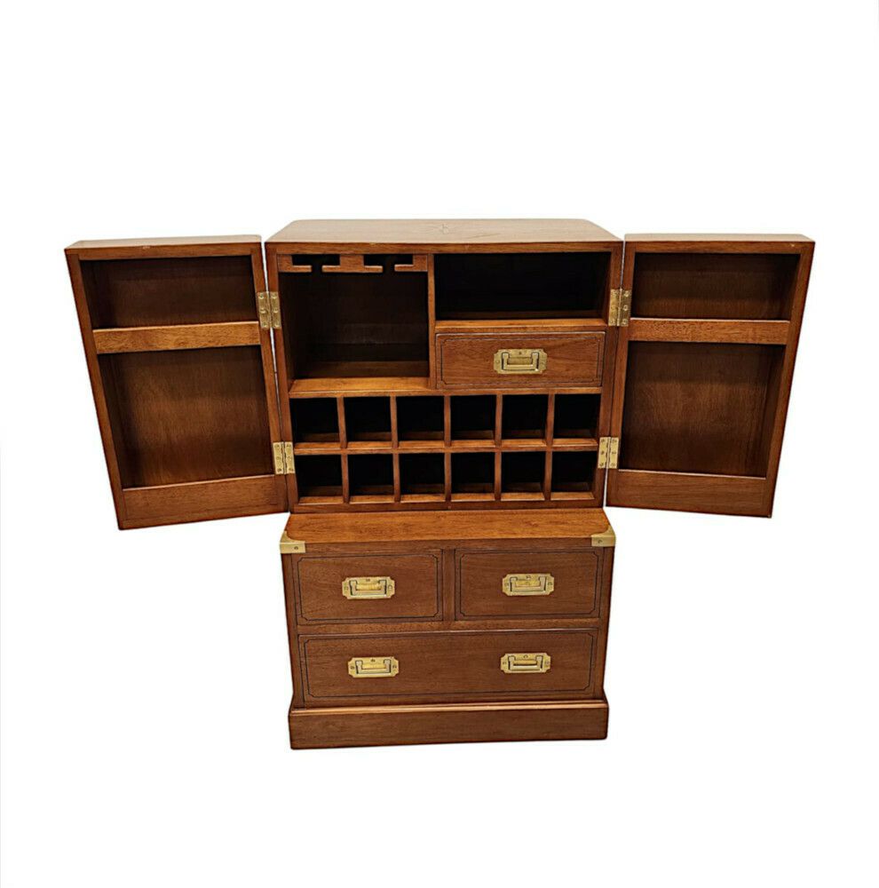 A Stunning Cherrywood And Brass Hand Made Bar photo for sale