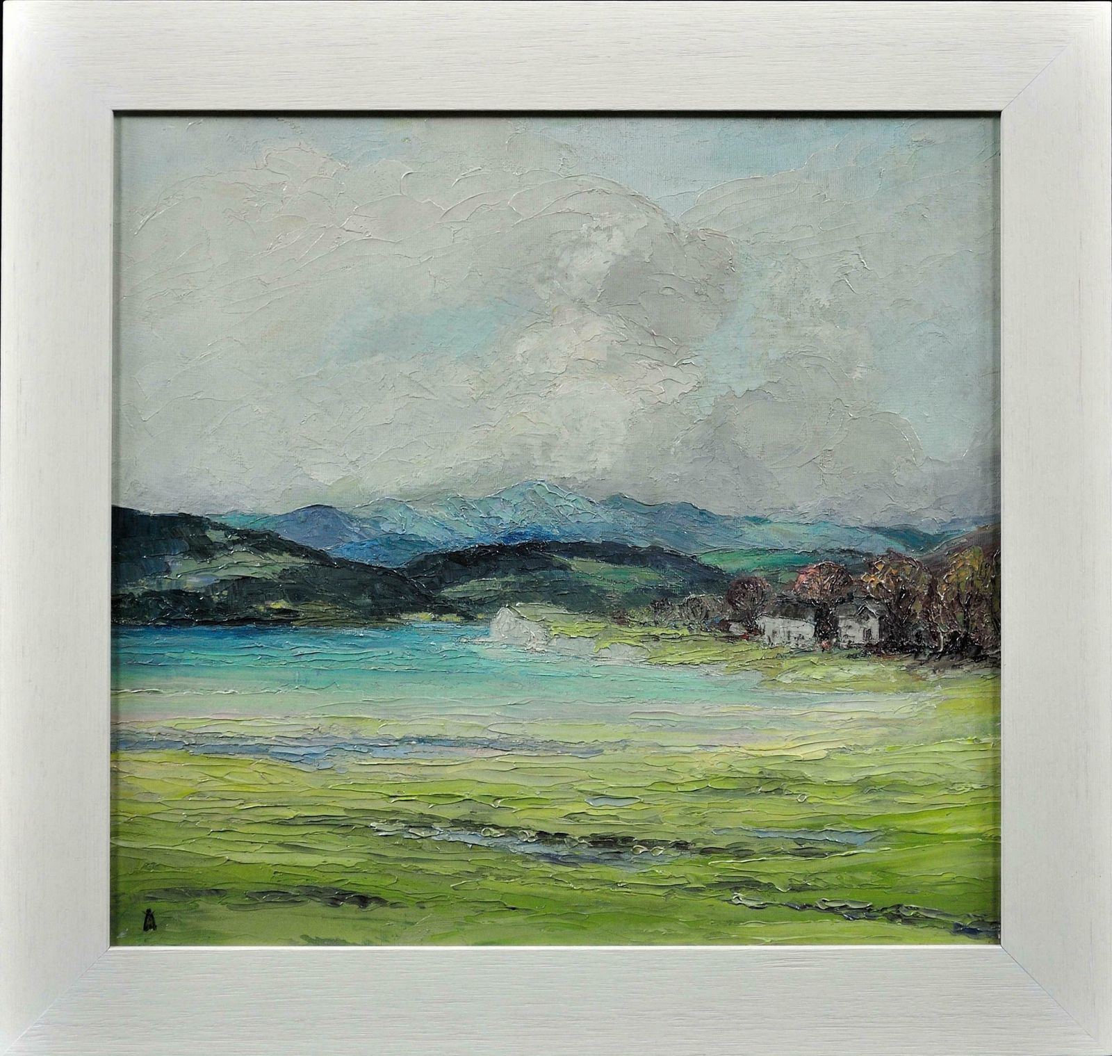 Helen Layfield Bradley 1900 To 1979. English. Sunshine & Shadows Across The Leven Estuary, 1965. Framed Lake District Landscape Impasto Oil Painting.