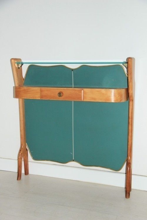 Consoll 1950 Wood Brass And Glass Italian Mid Century Modern Design. photo furniture