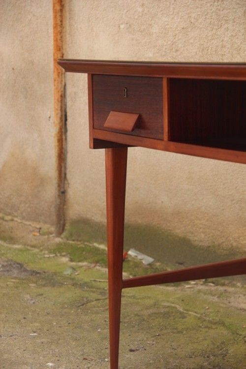 Italian Mi Centruy Modern Desk Mahogany Wood Vittorio Dassi  photo Furniture