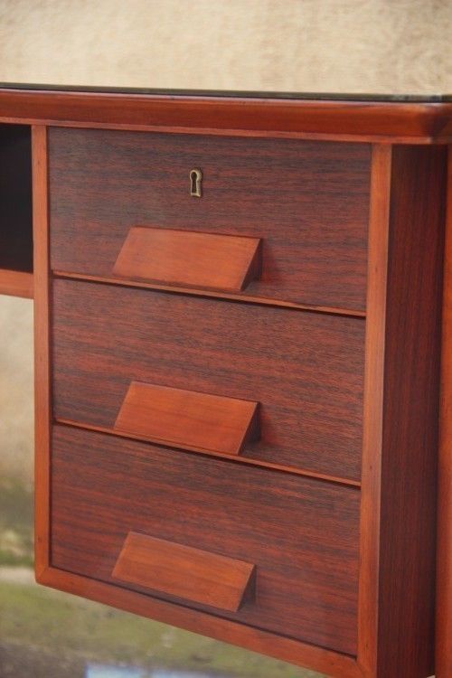 Italian Mi Centruy Modern Desk Mahogany Wood Vittorio Dassi  photo buy