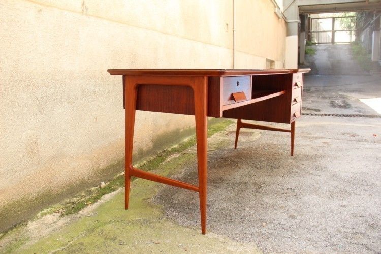 photo vinterior Italian Mi Centruy Modern Desk Mahogany Wood Vittorio Dassi 