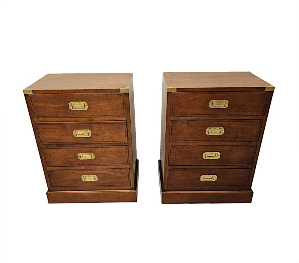 A Very Fine Pair Of Hand Made Bedside Chests In The Campaign Style