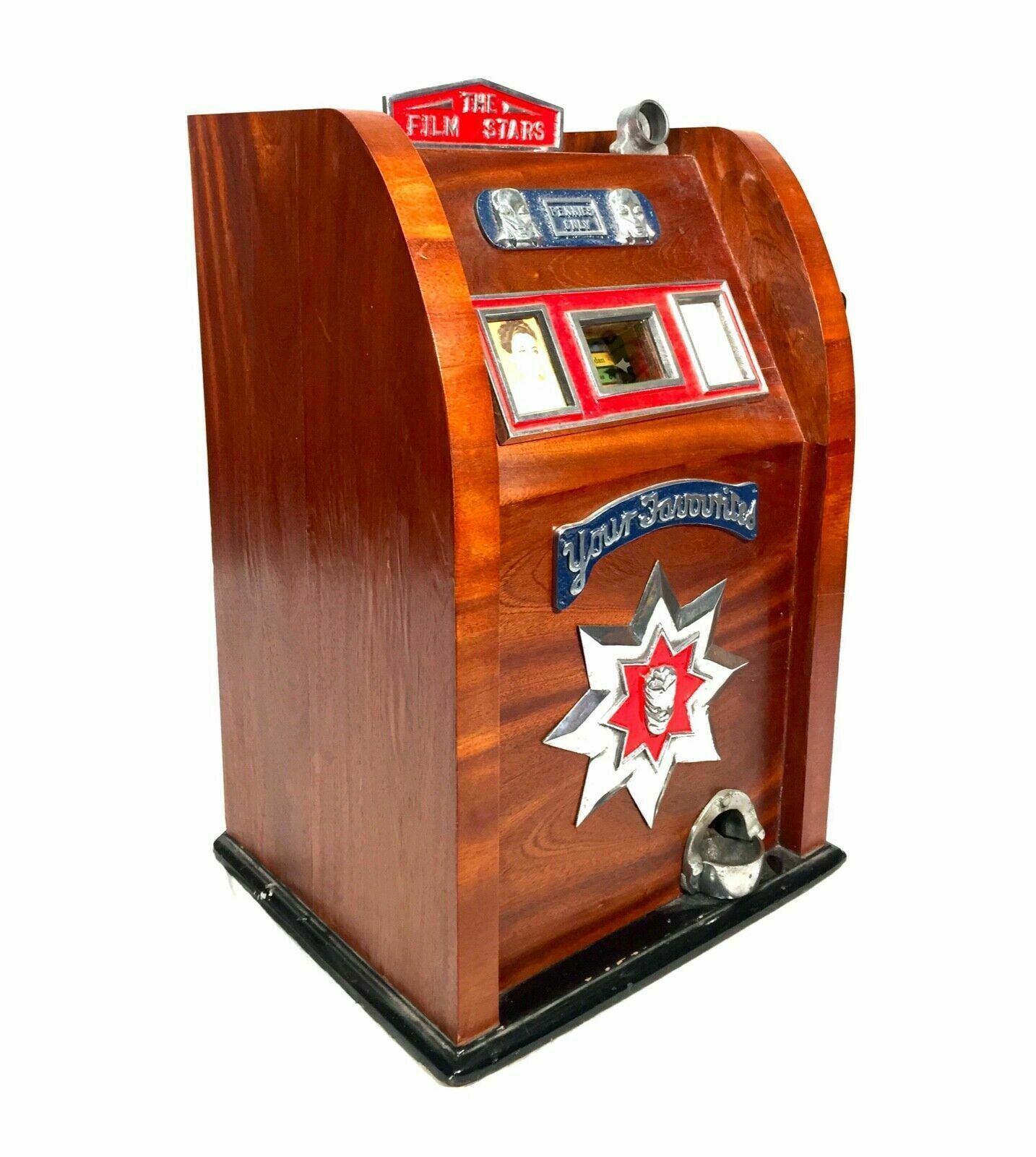 Antique One Arm Bandit Arcade Coin Operated Games Machine 'Film Stars' C.1940 photo furniture